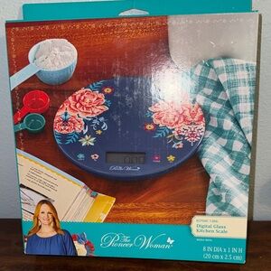 NEW The Pioneer Woman Navy Floral Digital Glass Kitchen Scale 8" Diameter
